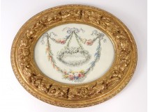 Small frame oval wood carved gilded foliage frame 18th century
