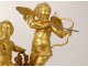 Pendulum gilt bronze white marble Cupid Romantic Quid XIV
