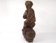 Sculpture religious angel wood carved cherub XVIIth century church