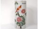 Vase Roll porcelain chinese birds flowers poem China signed XXth