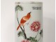 Vase Roll porcelain chinese birds flowers poem China signed XXth