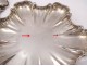 Pair flat Louis XV silver cups Minerva shells 844gr XIX