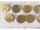 Lot 20 buttons of uniform livery monogram gilt brass collection XIXth