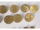 Lot 20 buttons of uniform livery monogram gilt brass collection XIXth