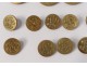 Lot 20 buttons of uniform livery monogram gilt brass collection XIXth