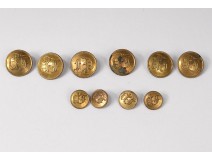 Lot 10 buttons of old livery golden brass monogram FP XIXth century