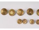 Lot 10 buttons of old livery golden brass monogram FP XIXth century