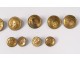 Lot 10 buttons of old livery golden brass monogram FP XIXth century