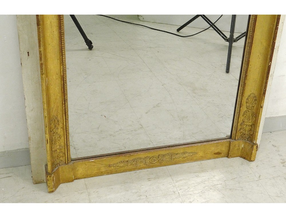 Trumeau Empire Wood Stucco Gilt Painted Antique Mirror 19th Trumeau Empire Wood Stucco Gilt Painted