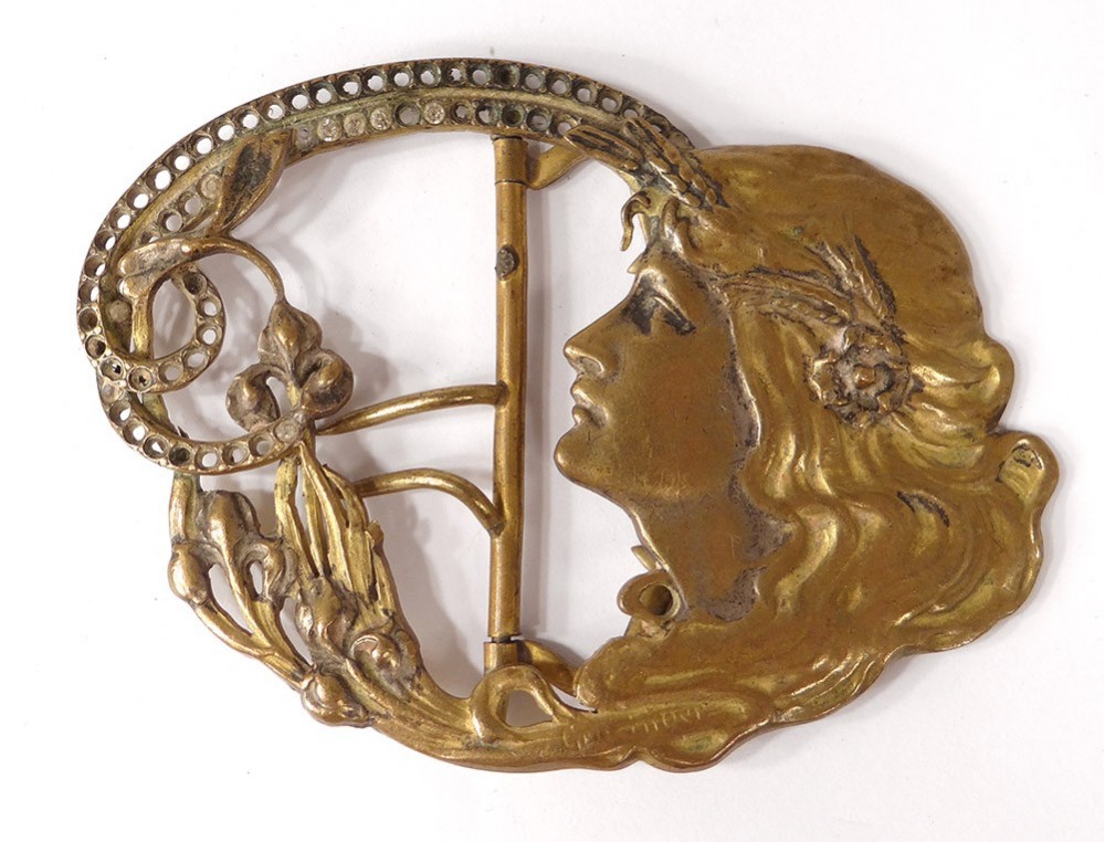 Broche Art Déco - Laiton Martelé Et Spirales De Cuivre, Style Jean Augis, Occasion