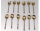 Service 12 teaspoons coffee silver vermeil Minerve Girard tea-pass XIX