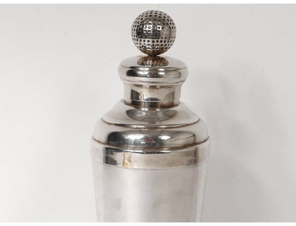 Shaker à cocktail Art Déco anglais du milieu du 20e siècle en métal argenté sur France