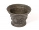 Mortar apothecary bronze flowers lys mascarons faune Puy-en-Velais XVIIè