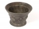 Mortar apothecary bronze flowers lys mascarons faune Puy-en-Velais XVIIè