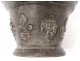 Mortar apothecary bronze flowers lys mascarons faune Puy-en-Velais XVIIè