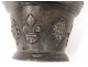 Mortar apothecary bronze flowers lys mascarons faune Puy-en-Velais XVIIè