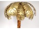 Large lamp Jansen palm tree gilt brass wood bamboo design 1970 XXth century