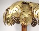 Large lamp Jansen palm tree gilt brass wood bamboo design 1970 XXth century