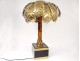 Large lamp Jansen palm tree gilt brass wood bamboo design 1970 XXth century