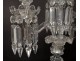 Pair candelabra candlesticks 3 lights crystal pendants Baccarat Medallion XXth
