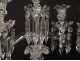 Pair candelabra candlesticks 3 lights crystal pendants Baccarat Medallion XXth