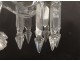 Pair candelabra candlesticks 3 lights crystal pendants Baccarat Medallion XXth