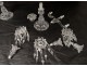 Pair candelabra candlesticks 3 lights crystal pendants Baccarat Medallion XXth