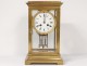 Pendulum cage golden brass beveled glasses Japy Frères french clock XIXth c.