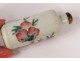 Chinese snuff box porcelain polychrome flowers signed XIXth century