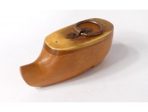 Snuffbox wood carved sabot shoe Popular Art french snuffbox XXème