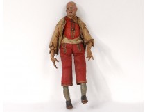 Santon Neapolitan wood polychrome bald man sculpture XVIIIth century