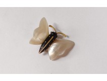 Small brooch miniature butterfly mother-of-pearl gold jewelry 20th century