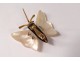 Small brooch miniature butterfly mother-of-pearl gold jewelry 20th century