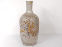 Ceramic vase Accolay decoration africanist ethnic figures 1970 XXth c.
