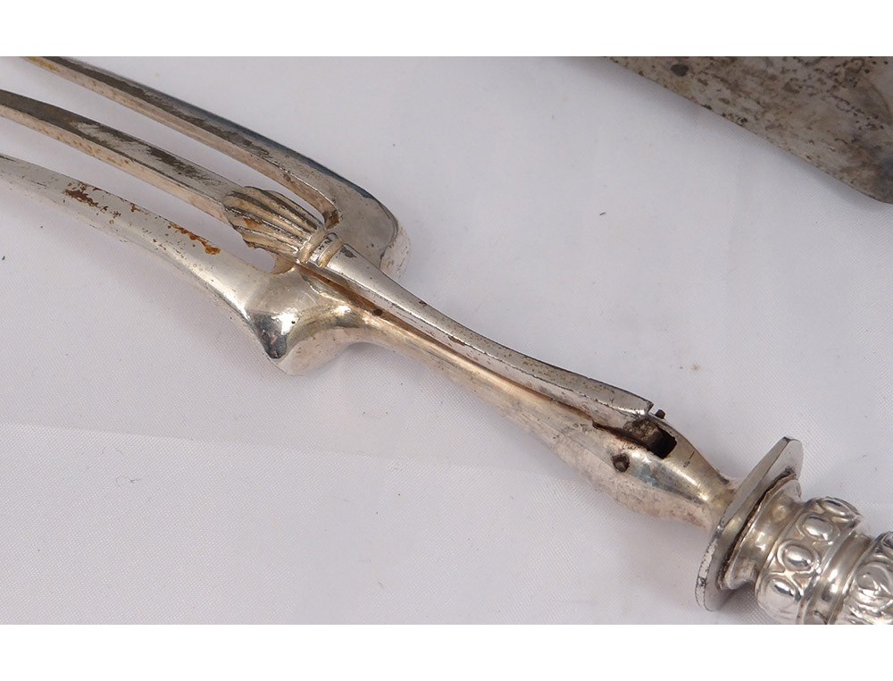 Service à Gigot Ancien – Couteau Et Fourchette, Manches Argent Fourré, France