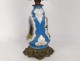 Oil lamp porcelain woman flowers vine bronze gilt Napoleon III XIXth