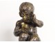 Sculpture bronze young child First grief Sévénier Paris marble XIXth c.