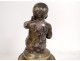 Sculpture bronze young child First grief Sévénier Paris marble XIXth c.