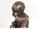 Sculpture bronze young child First grief Sévénier Paris marble XIXth c.