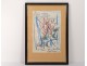 Drawing Gen Paul fleur Rose Paris 1962 dedication All my best wishes XXè