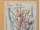 Drawing Gen Paul fleur Rose Paris 1962 dedication All my best wishes XXè