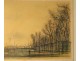 Lithograph Jean Carzou landscape character city trees 1959 20th century