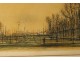 Lithograph Jean Carzou landscape character city trees 1959 20th century