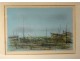 Lithograph Jean Carzou landscape stranded boats beach sea 1959 20th century