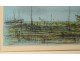 Lithograph Jean Carzou landscape stranded boats beach sea 1959 20th century