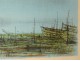 Lithograph Jean Carzou landscape stranded boats beach sea 1959 20th century