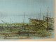 Lithograph Jean Carzou landscape stranded boats beach sea 1959 20th century