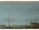 Lithograph Jean Carzou landscape stranded boats beach sea 1959 20th century