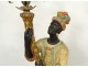 Torchiere 5 lights wood carved polychrome Negro Italy metal 20th century