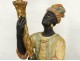 Torchiere 5 lights wood carved polychrome Negro Italy metal 20th century